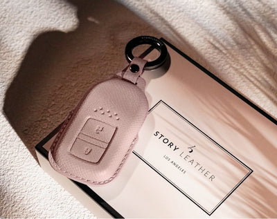 Pink Leather Key Cover for Honda Smart Key (Style R2)