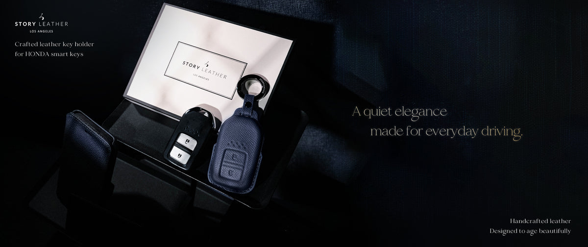 Blue Leather Key Cover for Honda Smart Key (Style R2)
