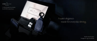 Blue Leather Key Cover for Honda Smart Key (Style R2)