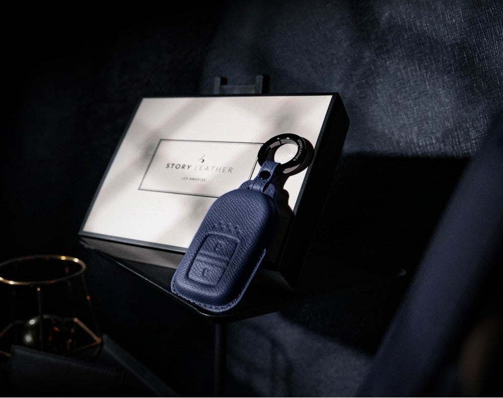 Blue Leather Key Cover for Honda Smart Key (Style R2)