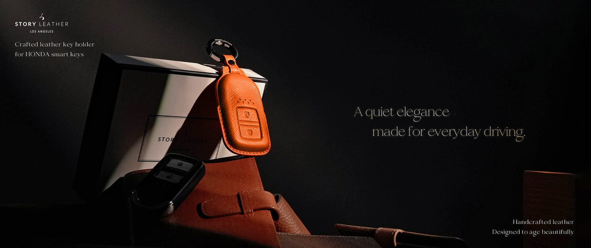 Orange Leather Key Cover for Honda Smart Key (Style R2)