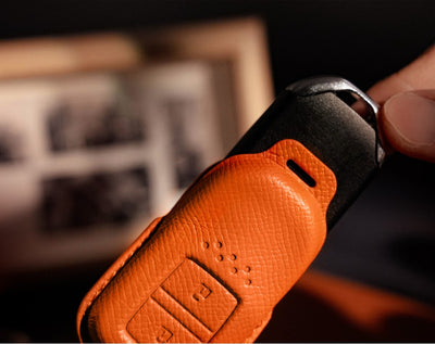 Orange Leather Key Cover for Honda Smart Key (Style R2)