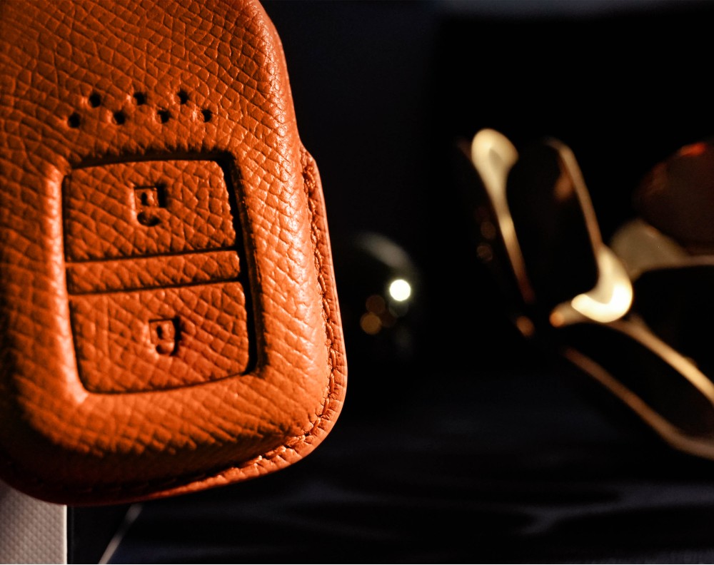 Orange Leather Key Cover for Honda Smart Key (Style R2)