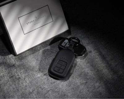 Black Leather Key Cover for Honda Smart Key (Style R3)