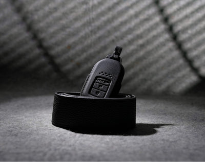 Black Leather Key Cover for Honda Smart Key (Style R3)