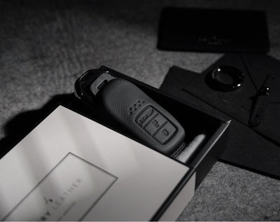 Black Leather Key Cover for Honda Smart Key (Style R3)
