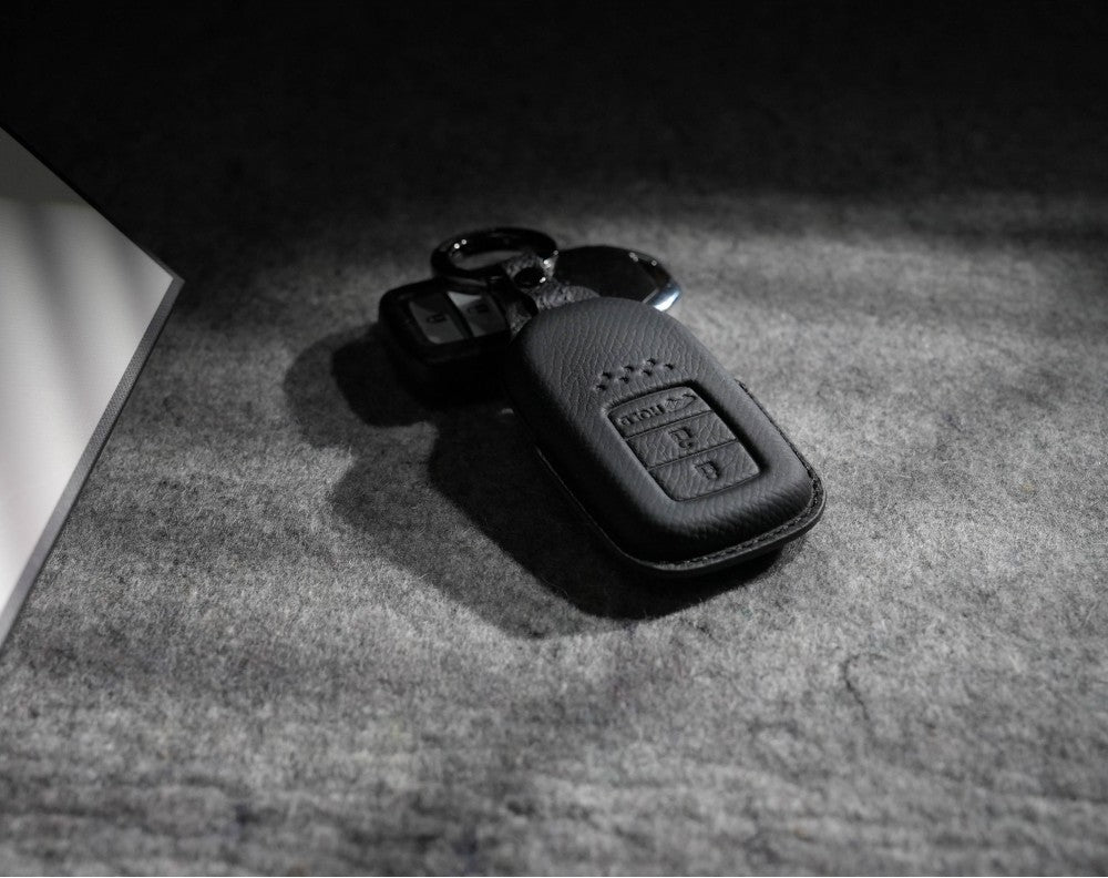 Black Leather Key Cover for Honda Smart Key (Style R3)