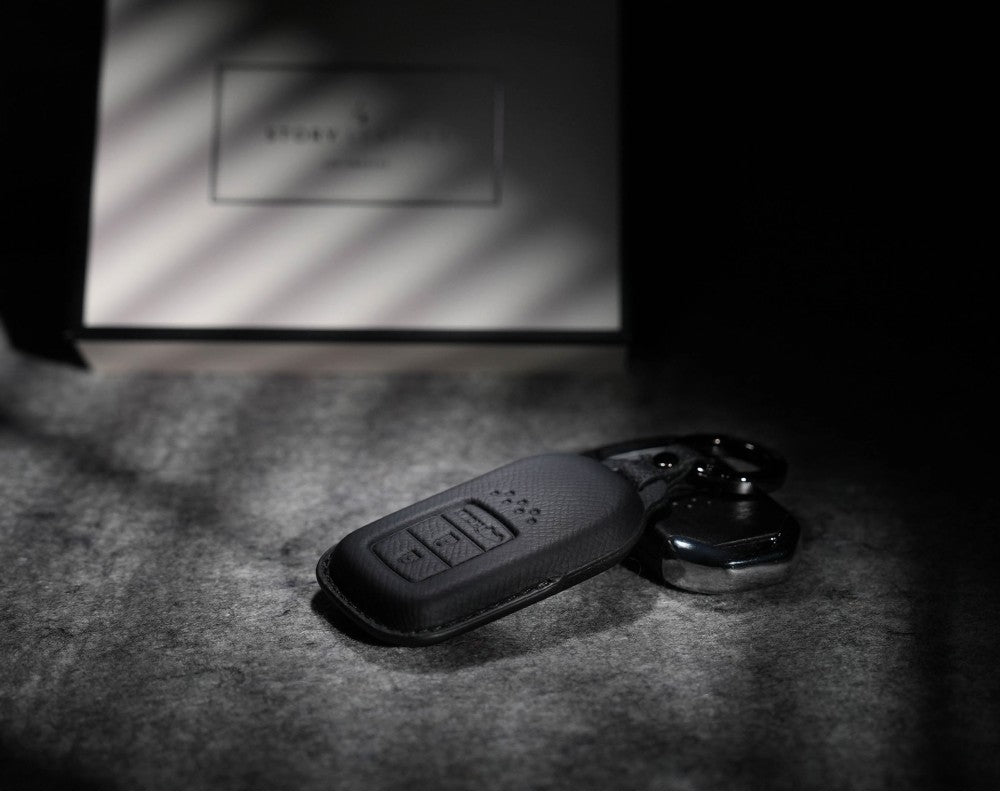 Black Leather Key Cover for Honda Smart Key (Style R3)