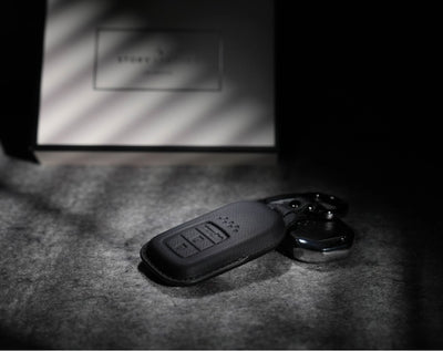 Black Leather Key Cover for Honda Smart Key (Style R3)