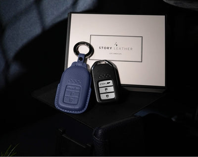 Blue Leather Key Cover for Honda Smart Key (Style R3)