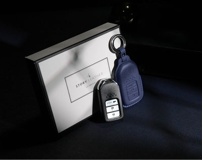 Blue Leather Key Cover for Honda Smart Key (Style R3)