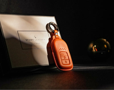 Orange Leather Key Cover for Honda Smart Key (Style R3)