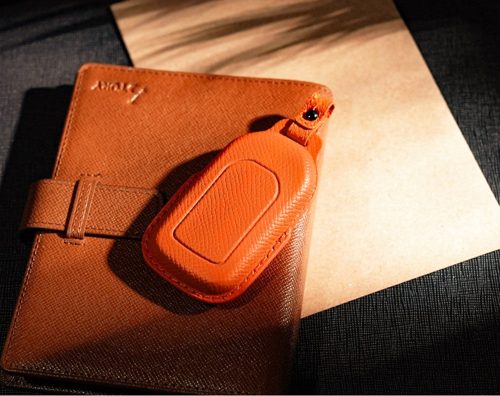 Orange Leather Key Cover for Honda Smart Key (Style R3)