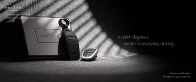 Black Leather Key Cover for Hyundai Smart Key (Style R3)