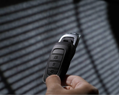 Black Leather Key Cover for Hyundai Smart Key (Style R3)