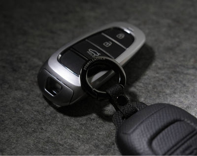 Black Leather Key Cover for Hyundai Smart Key (Style R3)