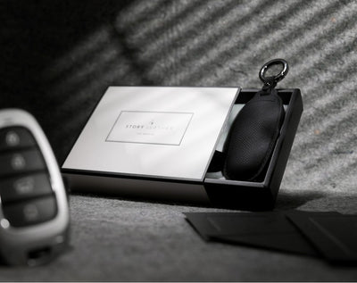 Black Leather Key Cover for Hyundai Smart Key (Style R4)