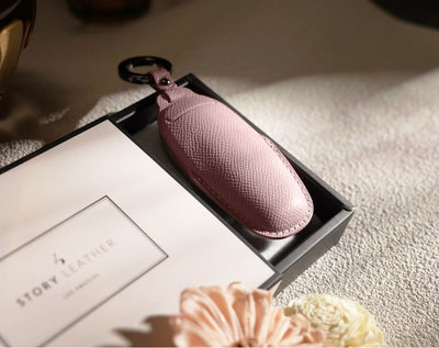 Pink Leather Key Cover for Hyundai Smart Key (Style R4)