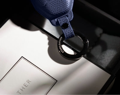 Blue Leather Key Cover for Hyundai Smart Key (Style R4)
