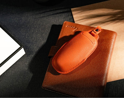Orange Leather Key Cover for Hyundai Smart Key (Style R4)