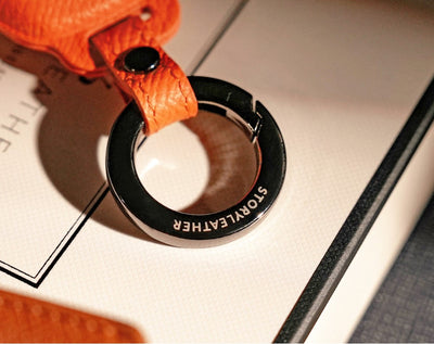 Orange Leather Key Cover for Hyundai Smart Key (Style R4)