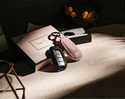 Pink Leather Key Cover for Infiniti Smart Key (Style R4)