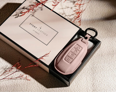Pink Leather Key Cover for Infiniti Smart Key (Style R4)
