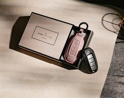 Pink Leather Key Cover for Infiniti Smart Key (Style R4)