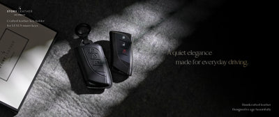 Black Leather Key Cover for Lexus Smart Key (Style R3)