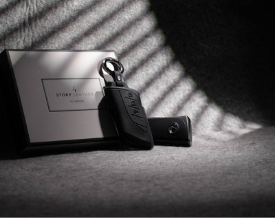 Black Leather Key Cover for Lexus Smart Key (Style R3)