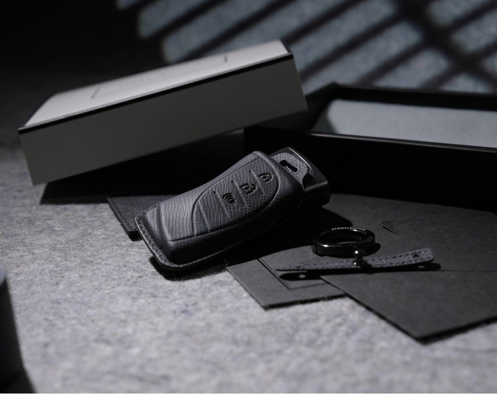 Black Leather Key Cover for Lexus Smart Key (Style R3)