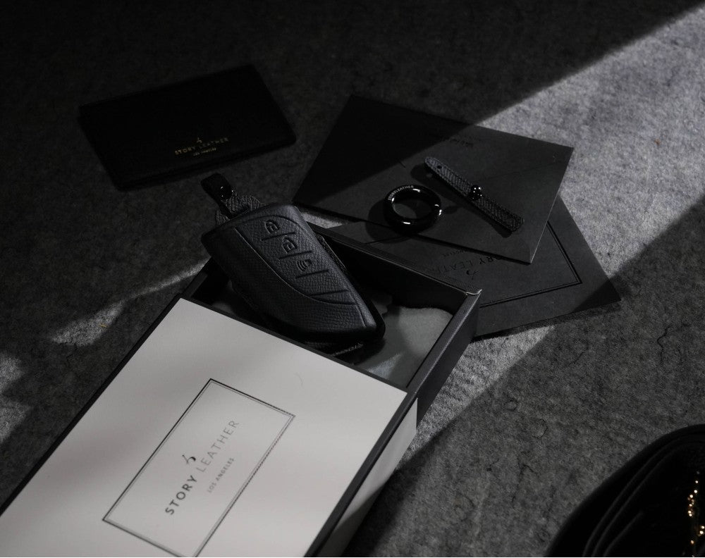 Black Leather Key Cover for Lexus Smart Key (Style R3)