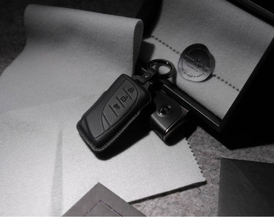 Black Leather Key Cover for Lexus Smart Key (Style R3)