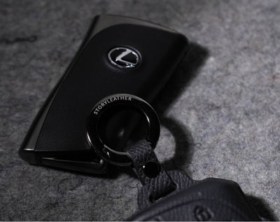 Black Leather Key Cover for Lexus Smart Key (Style R3)