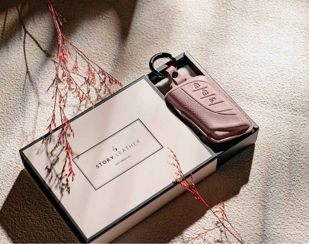 Pink Leather Key Cover for Lexus Smart Key (Style R3)