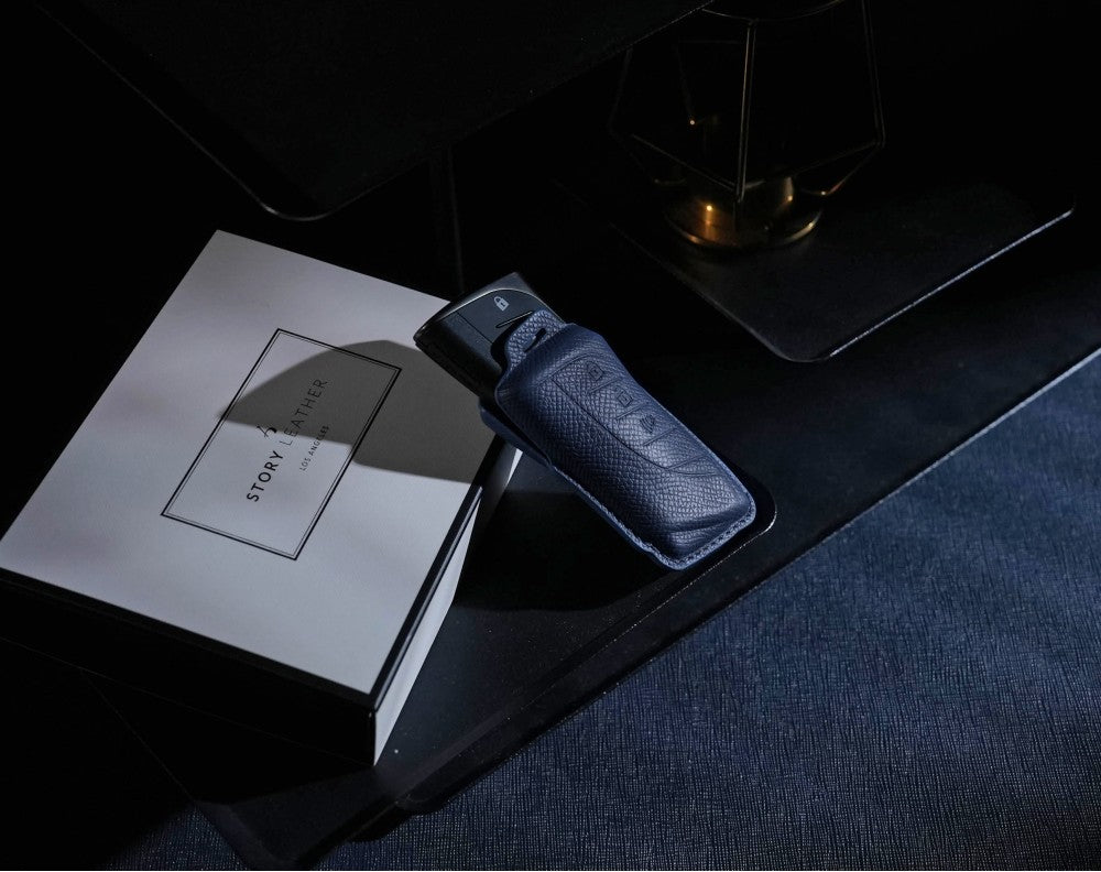 Blue Leather Key Cover for Lexus Smart Key (Style R3)