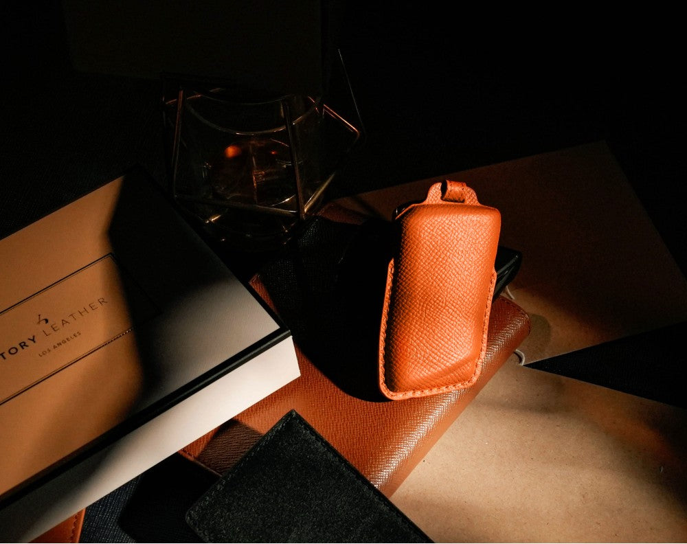 Orange Leather Key Cover for Lexus Smart Key (Style R3)
