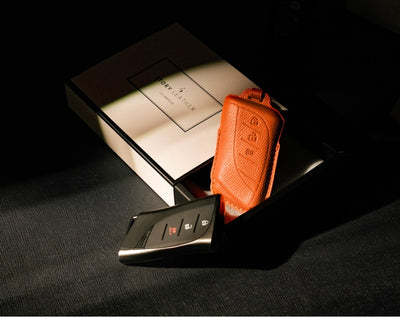Orange Leather Key Cover for Lexus Smart Key (Style R3)