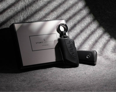 Black Leather Key Cover for Lexus Smart Key (Style R4)