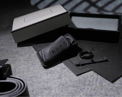 Black Leather Key Cover for Lexus Smart Key (Style R4)