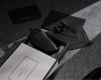 Black Leather Key Cover for Lexus Smart Key (Style R4)