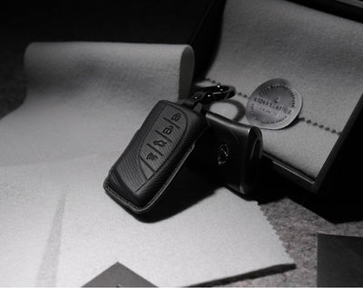 Black Leather Key Cover for Lexus Smart Key (Style R4)