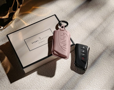 Pink Leather Key Cover for Lexus Smart Key (Style R4)