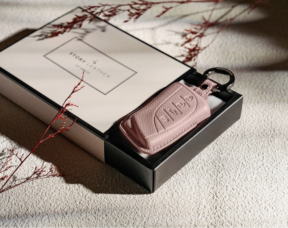 Pink Leather Key Cover for Lexus Smart Key (Style R4)