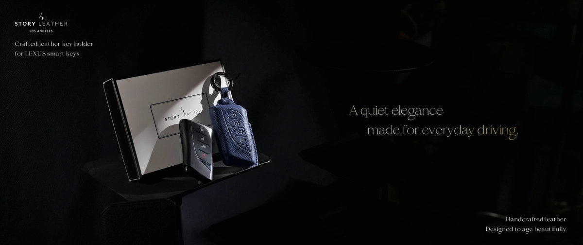 Blue Leather Key Cover for Lexus Smart Key (Style R4)