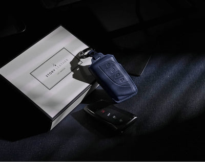 Blue Leather Key Cover for Lexus Smart Key (Style R4)