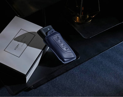 Blue Leather Key Cover for Lexus Smart Key (Style R4)