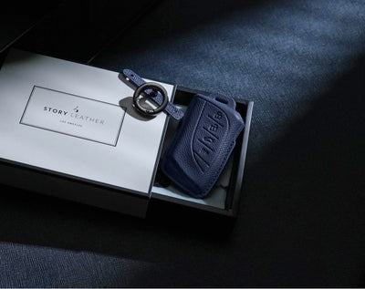 Blue Leather Key Cover for Lexus Smart Key (Style R4)