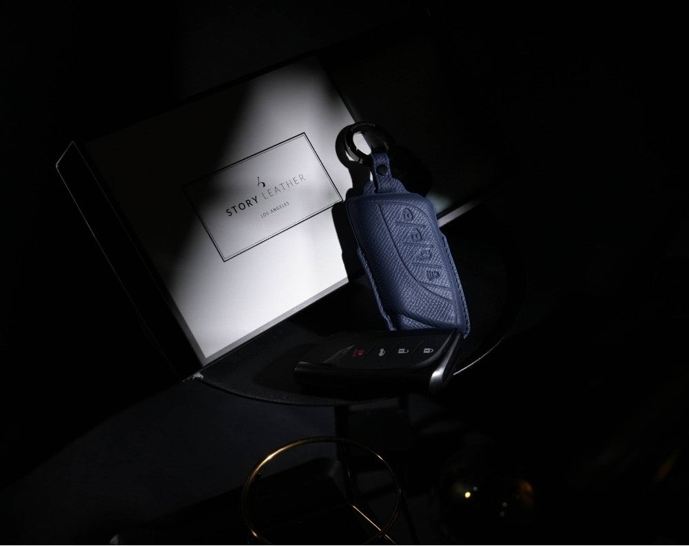 Blue Leather Key Cover for Lexus Smart Key (Style R4)