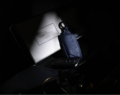 Blue Leather Key Cover for Lexus Smart Key (Style R4)